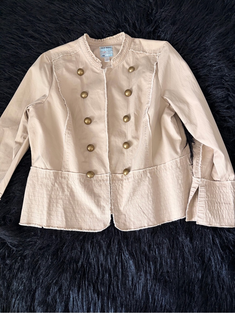 Old Navy Women's Cream Faux Double-Breasted Military Blazer